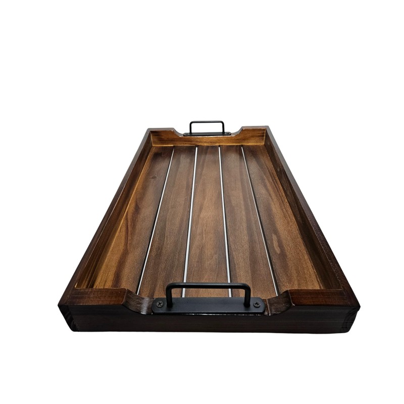 Rustic Tray with Modern Black Handles