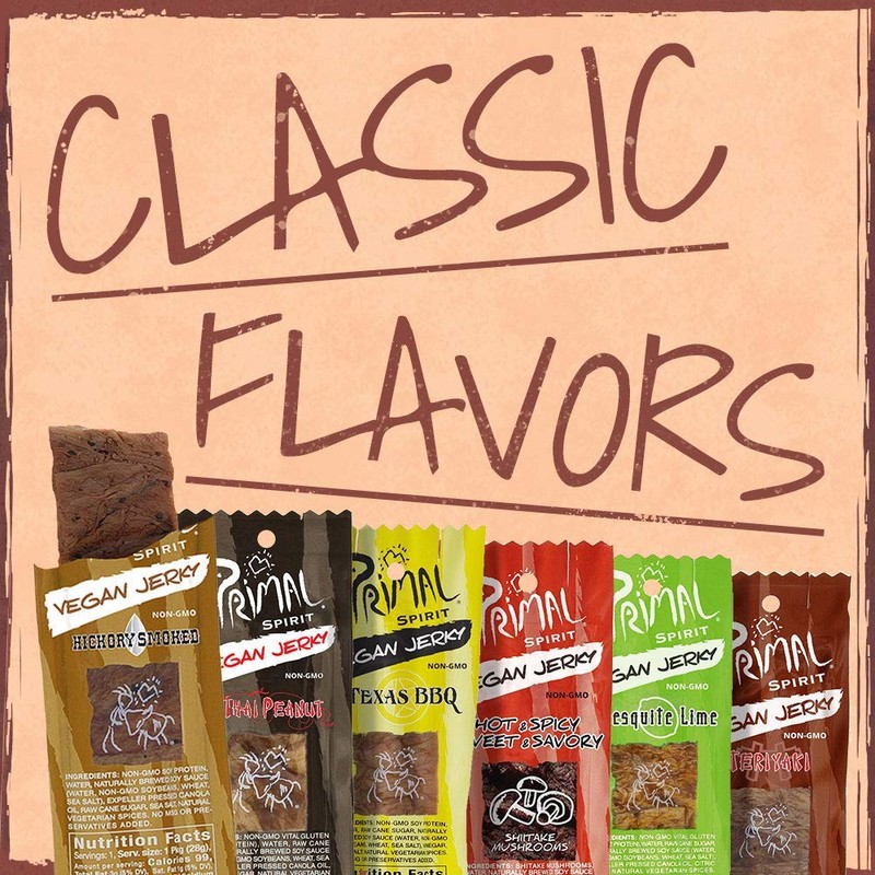 Primal Spirit Vegan Jerky - Sampler Pack, 10g. Plant Based