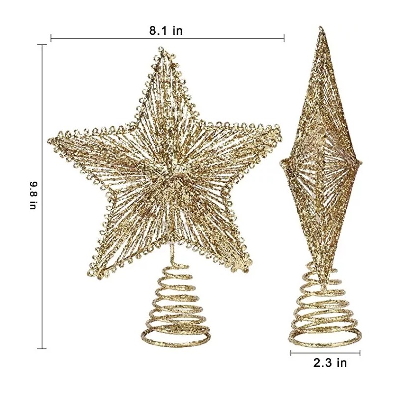 Gold Star Christmas Tree Topper – Treetop Sparkle – 20