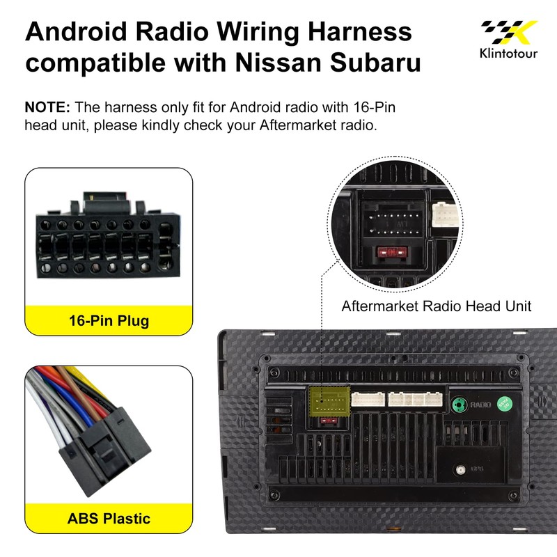 Aftermarket Radio Wiring Adapter Compatible with Nissan 2007-2013/Subaru 2008-2013, 16Pin