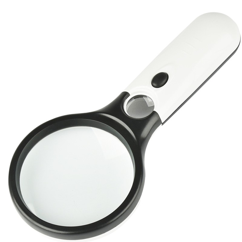 Handheld LED Magnifying Glass with Dual Lenses for Reading, Coins