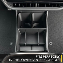 TWRAPS Floor Console Organizer for Rivian R1S & R1T 2021-2026, Lower Center Console Storage Tray Box Caddy with Premium Leather Liner Inserts, R1 Interior Accessory for Rivian