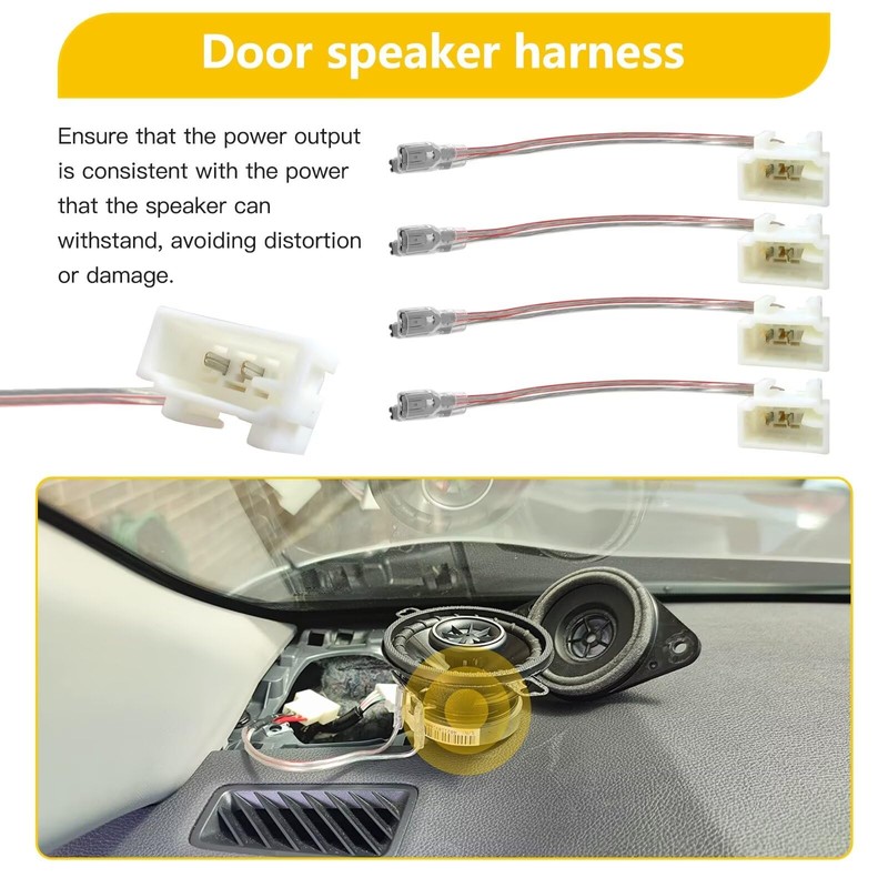 Upgraded 4pcs 2-Pins Car Door Speaker Wiring Harness Adapter Connector