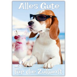 A4 XXL Leaving Card Dog on Holiday with Envelope - Funny Folding Card for Colleagues for Retirement Pension Maternity Protection Retirement Card from BREITENWERK