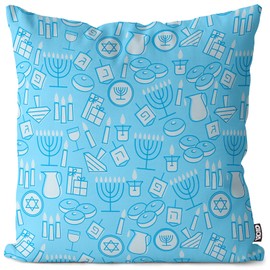 VOID Hanukkah Dreidel Pattern Cushion Cover Sofa Cushion Decorative Outdoor Cushion Size: 80 x 80 cm