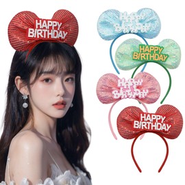 mental & body Birthday Headband, Birthday Party Supplies, Hats, Party Supplies, (Mickey, Red)