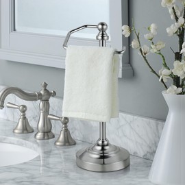 SunnyPoint Deluxe Free Standing Heavy Weighted Countertop Fingertip Towel Holder Stand (Satin Nickle)