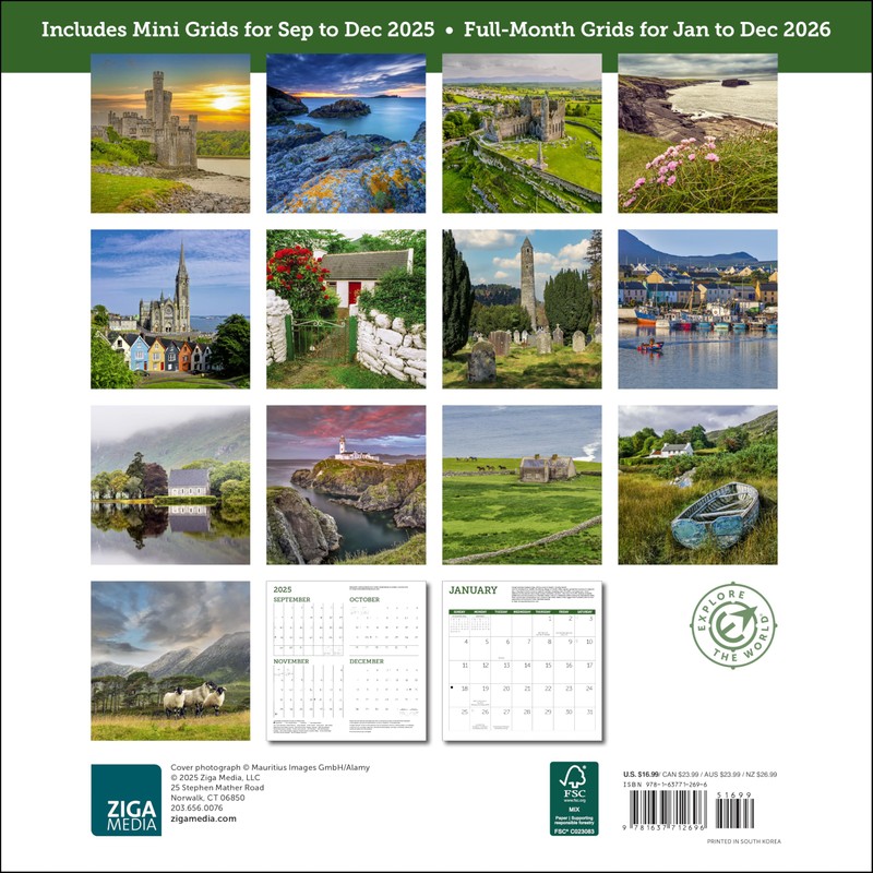 Irish Country Wall Calendar 2026, Monthly January–December 12" x 12"