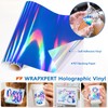 WRAPXPERT Holographic Vinyl Blue, Holographic Permanent Vinyl Blue Glossy 12"