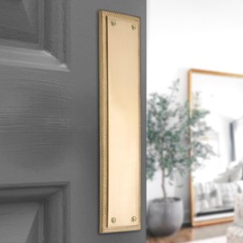5mm Heavy Duty Solid Cast Brass Georgian Finger Plate Door Push Plate 285x 67mm (Satin Brass)