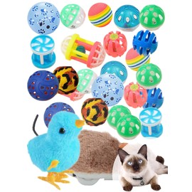 DIYUQISHI 14 Pcs Cat Toys, 1.5" to 6.3", Lightweight, Interactive, Assorted Colors, Cat Toy Balls for Kitten Training and Play, for All Breed Sizes