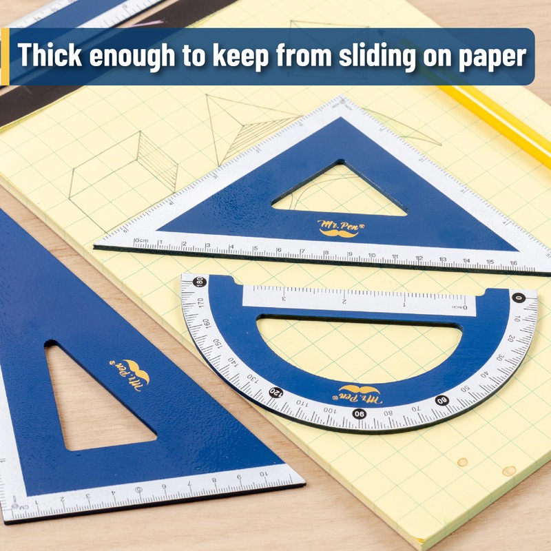 Mr. Pen- Wooden Geometry Set, 4 Pack, Triangle Ruler Set
