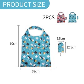 2 Piece Shopping Bags, Foldable Shopping Bags, Canvas Tote Bags for Women, Dog Gift Bags, Gifts for Dog Lovers, Foldable Tote Bags