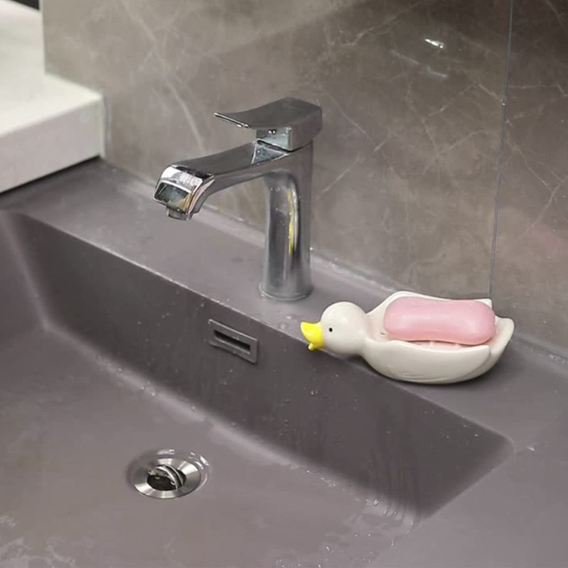 Jaugufiy Ceramic Duck Soap Tray Drain Soap Holder Soap Dish