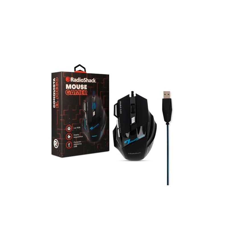 RadioShack Mouse Gamer Ergonómico Luces LED Luces LED Negro