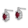 Solid Real 925 Sterling Silver Created Ruby and Diamond Studs