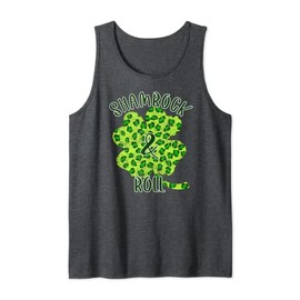 Shamrock & Roll Green Leopard Print Clover Vintage Tank Top