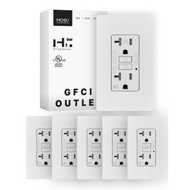 MOES GFCI Outlet 20 Amp, Self-Test GFCI Electrical Outlet with Weather & Tamper Resistant Receptacle, Screwless Wall Plate, LED Indicator, Outdoor or Indoor Use, UL Listed, Matte White, 6 Pack