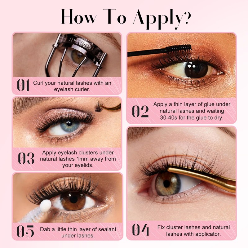 ALLOVE Eyelash Clusters Individual Eyelashes D Curls 14mm 84 Pieces