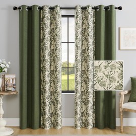 Sage Green Floral Curtains, 70s Farmhouse Country Drapes, Provide Privacy, Reduce Light, and Add A Vintage Cute Aesthetic. Thermal Insulated for Bedroom/Living Room. 52 X 120in, 2 Panels
