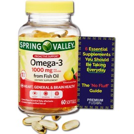 Omega-3 de Aceite de Pescado, Apoyo Proactivo, 1000 mg, 60 Cápsulas Blandas (Sabor Limón) + Bolsa de Vitaminas y Guía de Suplementos