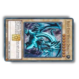 Pop Culture Custom Decal Credit Card Cover Vinyl Skin Sticker for Cards - Credit Card Accessory:_Blue Eyes White Dragon_Glossy _Small Chip