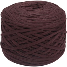 400g T-Shirt Yarn Elastic Fabric Crochet Cloth Yarn for DIY Knitting, 130 Yards Spaghetti Yarn Thick Knitting Yarn for Hand DIY Bag Basket Cushion Crocheting Projects,Home Decor(Coffee)