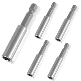 CDDCWZ 5 pieces magnetic drill extension, bit holder set, 60 mm, made of stainless steel, strong bit holder, magnetic, 1/4 inch for electric drill, impact wrench, screwdriver