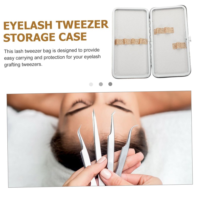 TOVINANNA Portable Eyelash Tweezer Case Holder Travel Cosmetic Case for