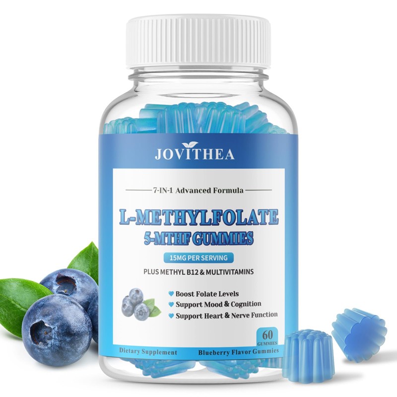 JOVITHEA L-Methylfolate 15mg Gummies with Methyl B12, Folate 5-MTHF Supplement