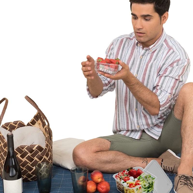 MT Products Plastic 4 Compartment Bento Box 6" x 2"