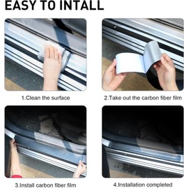 4 Pieces Car Door Sill Protector,Carbon Fiber Threshold Anti-Scratch Sticker Door Edge/Rear Bumper Guard Protection Decorate (55NM-Protective Sticker)