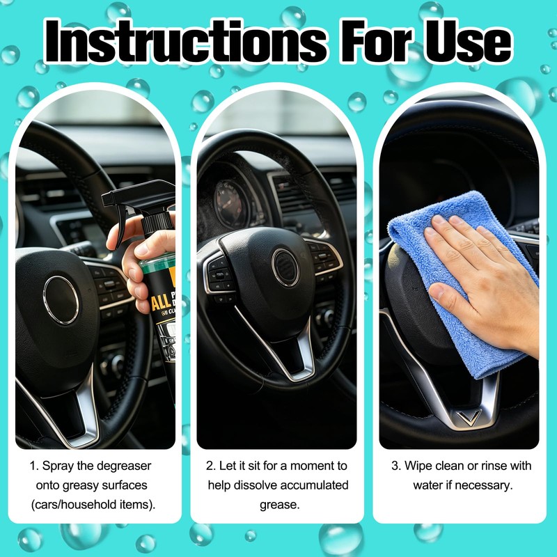 rexibuz 2Pcs All Purpose Degreaser for Car and House,Lemon Scent,Heavy-Duty