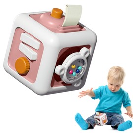 WixbFyn Montessori Activity Cube Sensory Toy for Toddlers, Fidget Toy for Babies from 18 Months, Develops Fine Motor Skills, Family Travel and Educational Learning Toy for Babies (Pink)