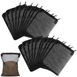 20 Pack Aquarium Filter Media Bags 5.9 x 8 Inch Fine Black Filter Media Bags High Flow Fine Mesh Bags Reusable Nylon Bags with Zipper for Fine Resins Filter Activated Carbon Fresh Saltwater Tanks