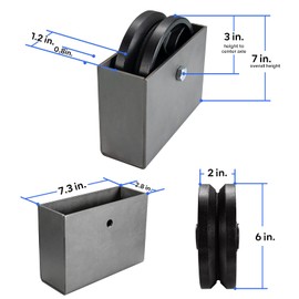 Handsammu 6"x 2" V-Groove Wheel with Box - cast Iron Wheel,Capacity up to 1000 Lb. Use for Slide Gate,Rolling Door with V-Track(1 Wheel with Box)