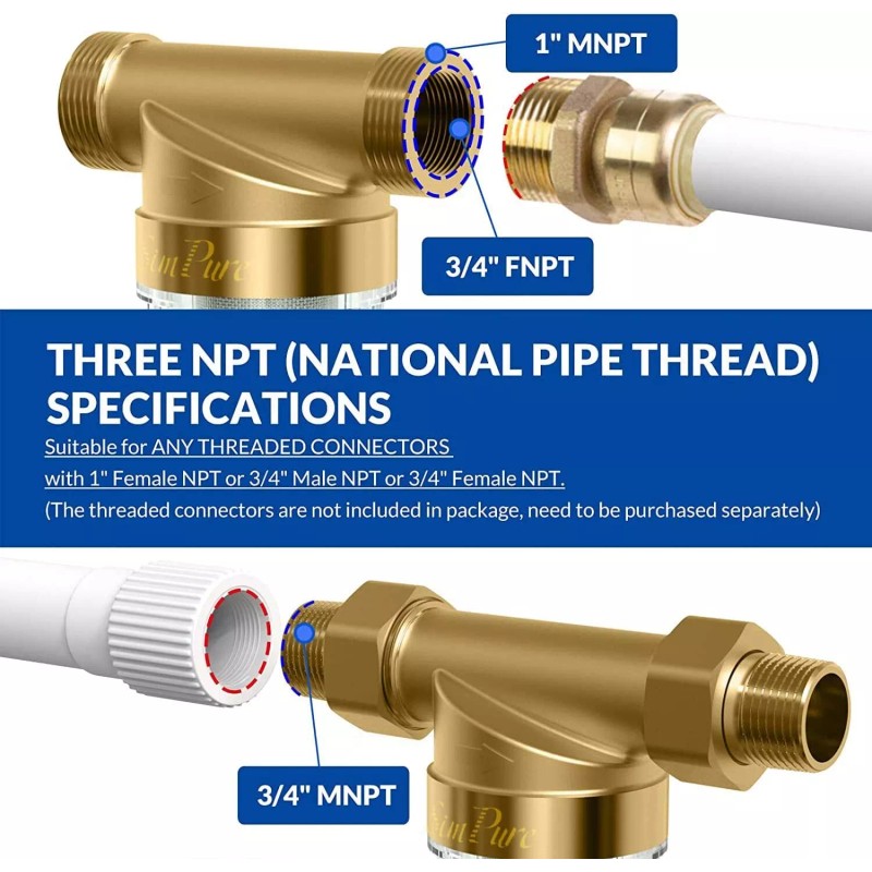 Universal 1-5 Pack Whole House Water Pre-Filter Reusable Spin Down