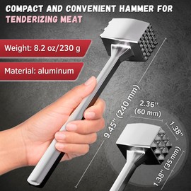 Meat Tenderizer 1 pcs Aluminium Mallet Dual-Sided - Tenderizer Tool Kitchen Pounder - Home Hammer for Tenderizing Ice Steak Stainless Veal & Chicken Safe Beater 1309479