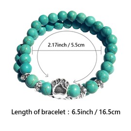 SBI Jewelry Women Turquoise Stretch Bracelet Dog Paw Print Bracelet gift Wristlet Sister Mom Daughter Wife Girlfriend Best Friends Family Anniversary Mothers Day Birthday
