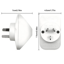 2PCS Double Power Plug Socket, 2 Way Grounded Outlet Extender, 1-to-2 Socket Extension, 10 Amp, 2400 Watt, 250 Volt for Home/Office/Travel, White