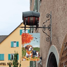 Fall Season Beagle Puppy Thanksgiving Funny Garden Flag 12x18 Inch Double Sided Vertical Decoration Yard Small Flag For Outside Holiday Seasonal Outdoor