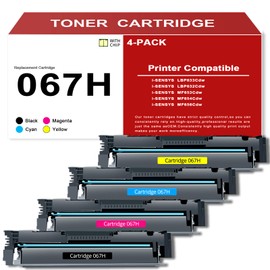 067H 067 Toner Replacement for Canon 067 067H CRG-067H Toner Cartridge Color High Yield Toner Cartridge for i-SENSYS LBP 633Cdw 632Cdw MF 653Cdw 654Cdw 656Cdw Printer(4 Pack,Black Cyan Magenta Yellow)