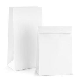 BagDream White Paper Lunch Bags 12LB 7x4.5x13.75 Inches 50Pcs Recyclable Kraft Paper Bags Bulk, Disposable, Large for Snack, Lunch, Sandwich, Burger, Baked Food, Packing, Craft