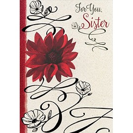 Designer Greetings Red Flower and Black Swirls: Sister - Designer Greetings Valentine's Day Card