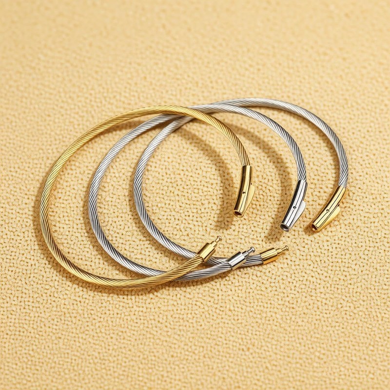 Cable Bracelet for Women Designer Inspired Jewelry Fashion Wire Bangle