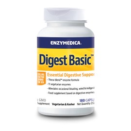 Enzymedica -Digest Basic Enzyme Formula Reduces Gas Formation and Bloating, Improves Nutrient Absorption and Energy, with ATP, Magnesium, Phytase, Gluten Free, Dairy Free, 180 Capsules