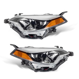 TRIL GEAR Pair of Headlights Assembly Halogen TO2502216 TO2503216 LH+RH Replacement for 2014 2015 2016 Toyota Corolla Chrome Housing Amber Corner