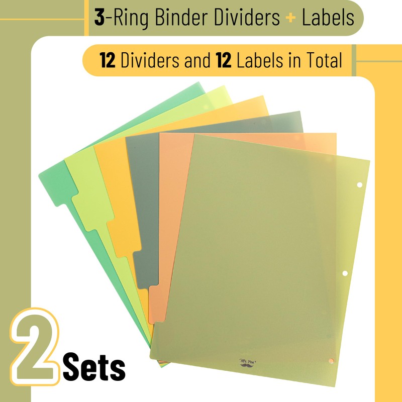 Mr. Pen- 3 Ring Binder Dividers with Tabs, 2 Sets,