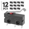 12-Pack Micro Limit Switch with Curved Hinge Lever, Momentary Snap-in