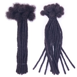 Nuteram Loc Extensions Human Hair, 60 Locs Full Handmade Permanent Dreadlock Extensions for Women/Men Natural Black 0.6cm/0.24inch Width (Natural Black, 8 Inch)